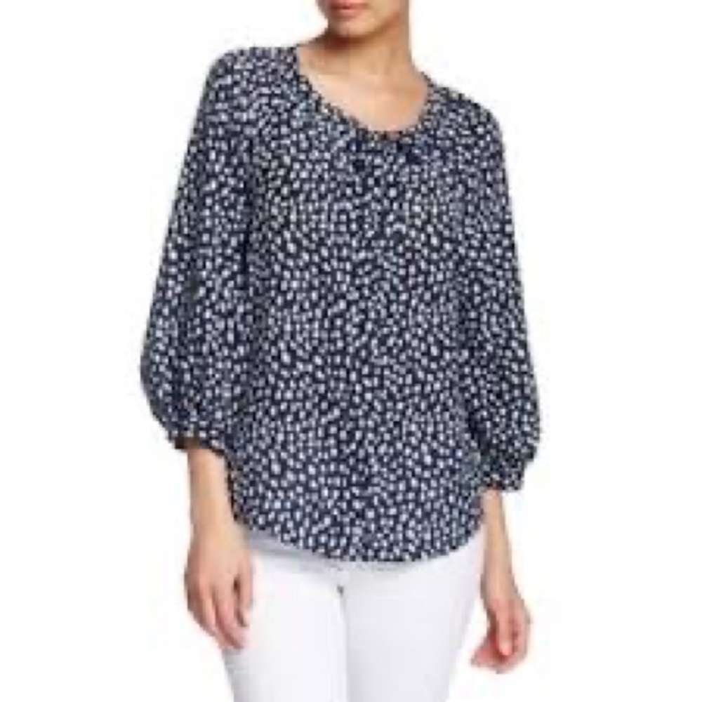 Women's Joie Madeira Black and White Dot Patterned Top